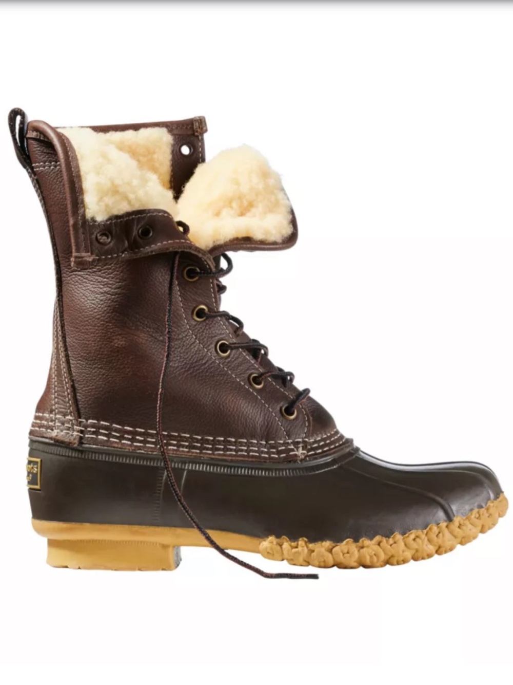 L.L.Bean Women’s Dark Brown 10” Shearling Lined Bean Duck Boots #230121 Size 8 M